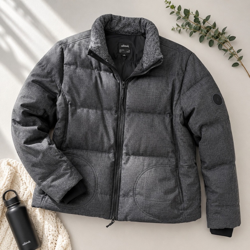 Allbirds The Puffer Jacket XL Grey Merino Wool Sustainable Winter Coat Gorpcore